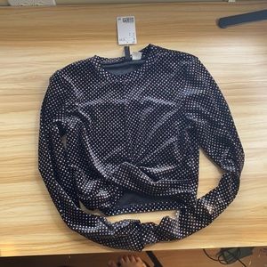 Black sparkly polkadot crop top